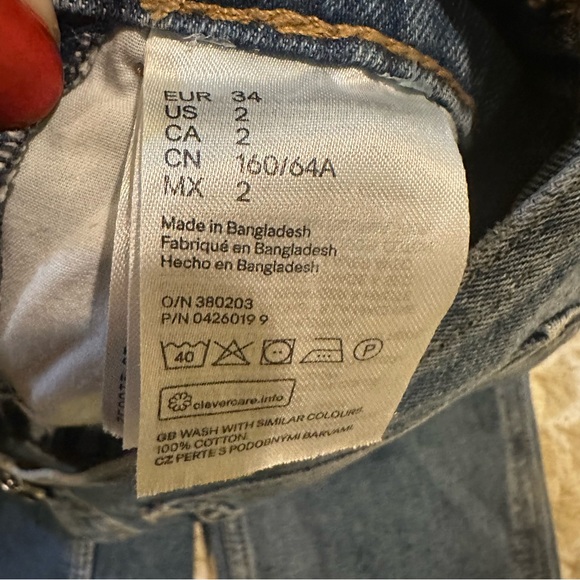 H&M Denim Jean Button Side Cotton Distressed Overalls - Picture 9 of 15